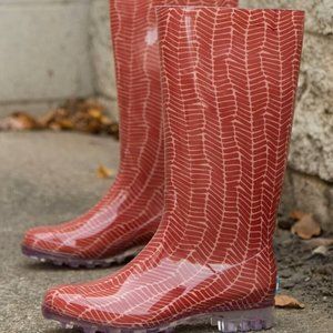 Toms Rain Boots Cabrilla Waterproof Rubber Red 6